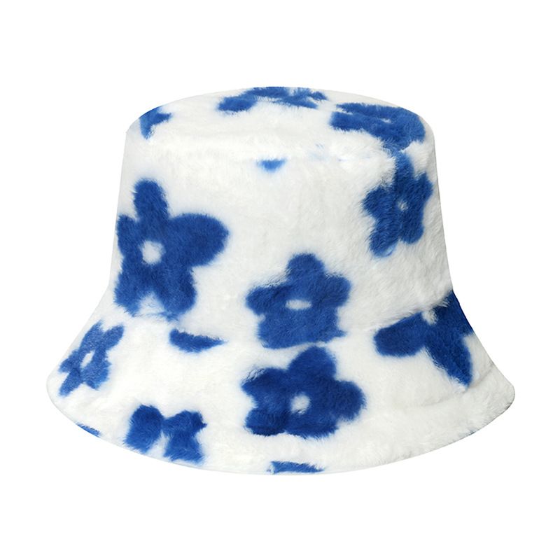 Autumn and winter new flowers Internet celebrity plush flower bucket hat women trend versatile warm_viptrois.com