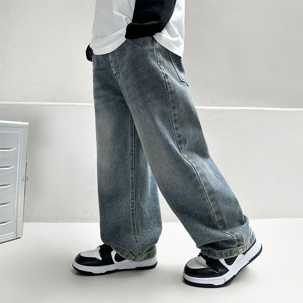 Mother & Kids Boys Pants Spring And Autumn Jeans Middle And Large Children Boys Straight Trousers Plus Velvet Casual Pants_viptrois.com