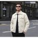 Men's Solid Color Corduroy Jacket Spring Autumn American Style Workwear Collared Black Khaki Gray Full Sleeve Machine Washable_viptrois.com