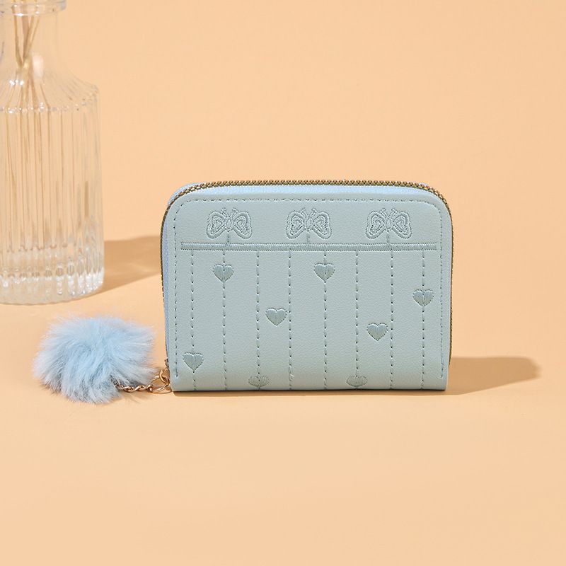 Women's New Mini Women's Wallet With Fur Ball - Compact Short Wallet For Cash & Cards (Style)_viptrois.com
