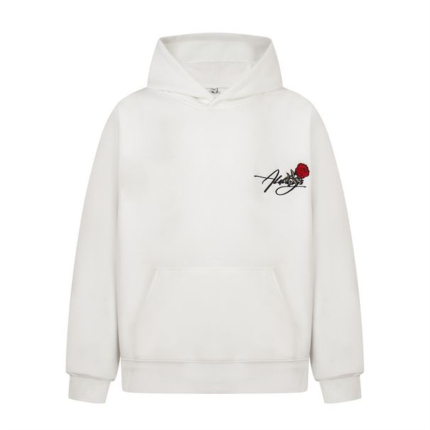 High Street Design Rose Embroidery Hooded Sweatshirt Men's Autumn Winter Vibe Trendy American Style Loose Pullover_viptrois.com