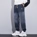Men's Casual Jogger Pants With Fleece Lining, Elastic Cuff, Multi-Pocket Design, Comfortable Cotton Blend For Autumn & Winter_viptrois.com