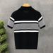 Men's Clothing Short Sleeved Summer New Style Trend All Match Slim Men's T Shirt Striped Short Sleeved Trend_viptrois.com