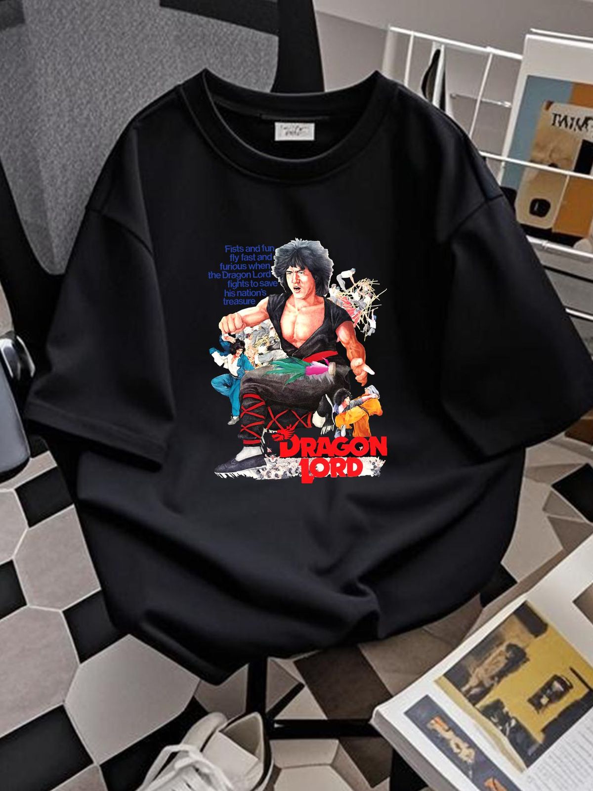 Dragon Lord Jackie Chan T Shirt Natural Vintage Cotton Movie Poster Beige All Sizes S M L XL 2X 3X 4X 5X Slightly Comfortable_viptrois.com