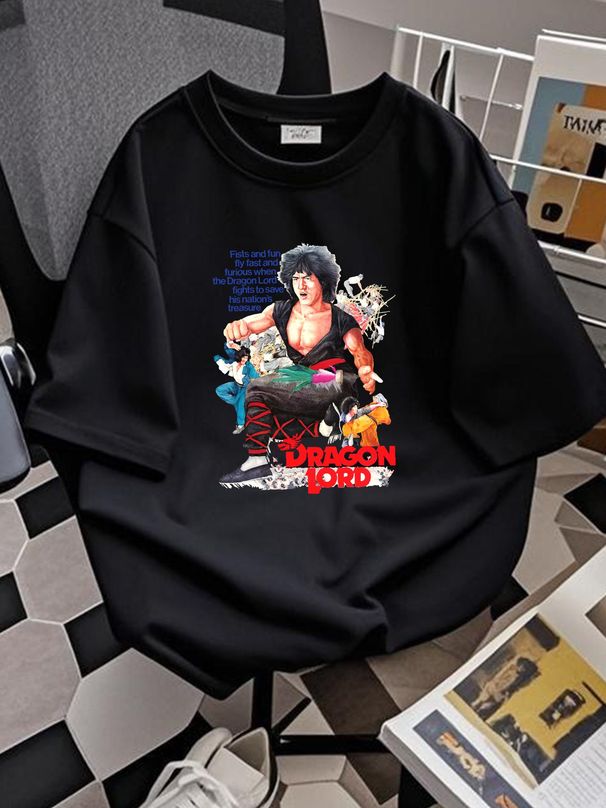 Dragon Lord Jackie Chan T Shirt Natural Vintage Cotton Movie Poster Beige All Sizes S M L XL 2X 3X 4X 5X Slightly Comfortable_viptrois.com