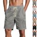 Men's Clothing Men's Work Shorts Outdoor Khaki Linen Beach Shorts_viptrois.com
