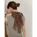 High Versi French Brown Lg Striped For Women Spring Summer Versatile Neck Tie Thin Elegant Accessory Silk Scarf_viptrois.com
