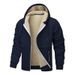 Men's Clothing Fleece-Lined Hooded Zip-Up Sweatshirt Warm Winter Casual Jacket For Men (Black, White, Army Green, Navy, Dark Gray, Light Gray)_viptrois.com