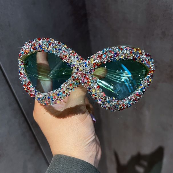 Personalized Large Frame Diamond Studded Sunglasses Retro Trend Glasses Fashion Catwalk Cat Eye Sunglasses European And American Cross Border_viptrois.com