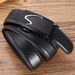 Men's Automatic Buckle Belt Fashionable Casual PU Scratch Resistant Trouser Belt Without Standard Iron Buckle Street Goods_viptrois.com