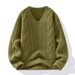 Men’s Winter Faux Mink Cashmere Knit Sweater – Thickened Non-Pilling Pullover (Army Green, White, Black, M-3XL)_viptrois.com