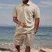 Men's Casual 2-Piece Set - Breathable Polo Shirt & Shorts, Summer Athletic Outfit (7 Colors, S-XXXL) | Lightweight Polyester, Trendy Streetwear_viptrois.com
