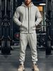Men's Clothing autumn and winter men's solid color plus velvet warm waterproof zipper long sleeve hooded casual sports suit_viptrois.com