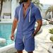 Men's Clothing Men's Casual Beach Outdoor Shirt And Shorts Set Short Sleeved Hooded Cardigan For Formal & Casual_viptrois.com