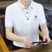 Men's Collar Short Polo Shirt 2025 Summer New Fashion European Version Trendy Casual Versatile Half Sleeved T-shirt_viptrois.com