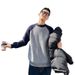 Pure Autumn Winter Knitted Sweater Round Neck Men's Color Block Loose Long Sleeve Top Trendy Japanese Style Versatile Blue_viptrois.com