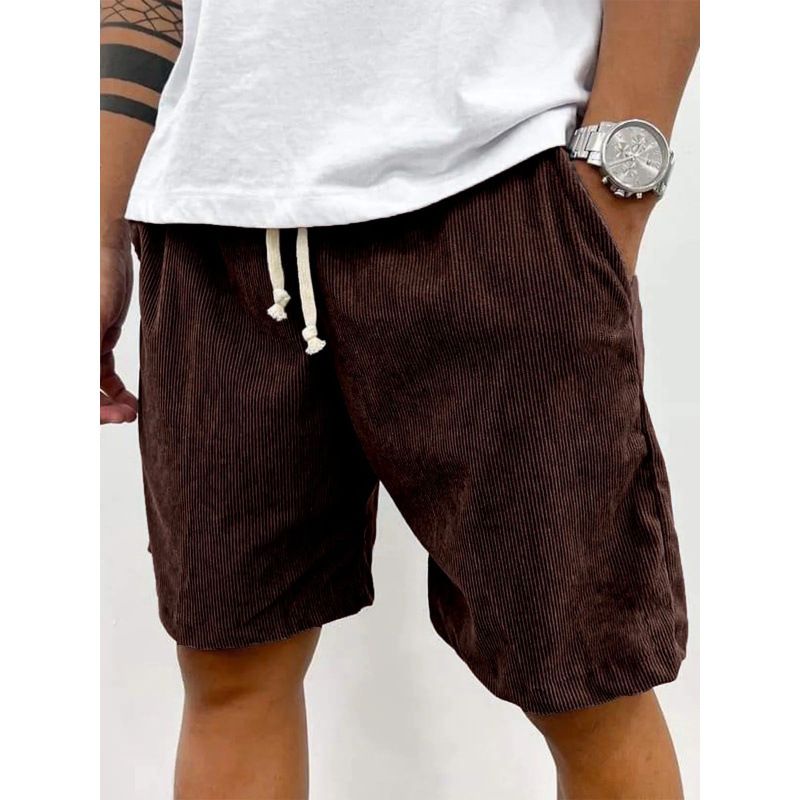 Men's Clothing New Men's Summer Casual Drawstring Corduroy Retro Shorts_viptrois.com