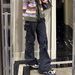 men's and women's multi-pocket trousers high street style for men and women, leg-cinching buckle strap black jeans in multiple sizes_viptrois.com