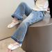 Denim Bell Bottoms Picture Color Princess Trousers New Children's Miscellaneous European And American Jeans_viptrois.com