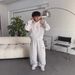 Men's Clothing Unisex Oversized Zip-Up Shirt & Jogger Set – Minimalist Streetwear (Light Grey, S-XXXL)_viptrois.com