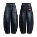 Men's Clothing Fashion Brand 2025 New American Loose Overalls Retro Washed Jeans Straight Leg Wide Leg Pants Men And Women_viptrois.com