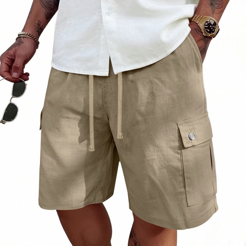 Men's Clothing Men's Summer Casual Shorts European Size 200g Bamboo Sandpaper Workwear Multi Pocket Five Point Woven Pants_viptrois.com