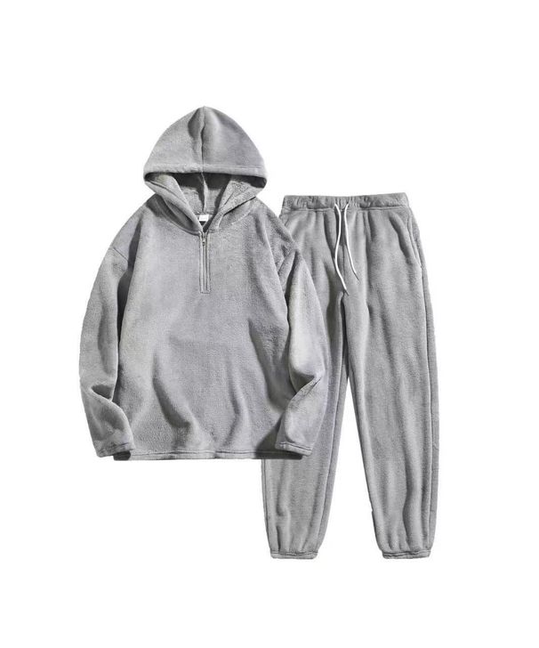 2025 Winter Men's Hoodie Sports Pants Solid Color Warm, Windproof And Cold Proof Wool Sports Set Casual Sports Set Two Piece Set_viptrois.com
