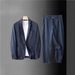 Men's Clothing Summer Linen Suit Slim Fit Thin Cotton And Linen Casual Loose Jacket Sun Proof Two Piece Suit_viptrois.com