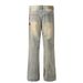 Men's Clothing G6437 Retro trend men's street heavy printing loose design high men's and women's denim trousers_viptrois.com