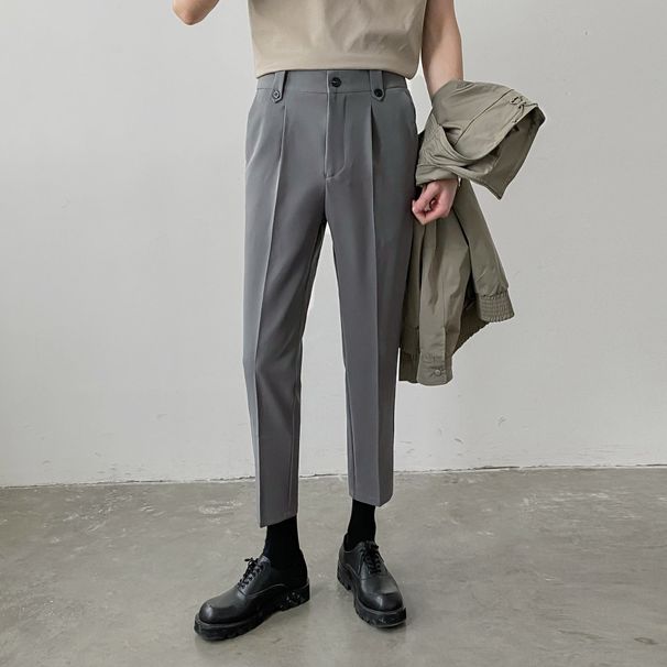 Men's Clothing Version Slim Small Straight Pants Men's Casual Pants Trend 9 Nine Points Suit Pants_viptrois.com