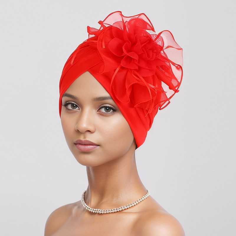 New Ladies Elegant Side Large Flower Ribbon Elastic Breathable Watermelon Hat Chemotherapy Hat Headscarf Hat_viptrois.com