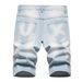 Men's Trendy Light Colored Ripped Denim Shorts Summer Outer Size Available Mid-Length Loose Straight Leg Five Point_viptrois.com