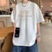 Summer New Cotton Short-sleeved T-shirt Men's Heavy 220g Loose Trendy Brand Printed Versatile Crew Neck Half-sleeved Top_viptrois.com
