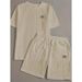 Men's Clothing Men's Wheat Ear Flower Pattern Comfortable 2 Piece Knitted Suit Shorts, Standard US Size With English Washing Mark_viptrois.com