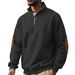 Men's Clothing European And American Casual Sports Sweatshirt Jacquard Small Checkered Stand Up Collar Half Zip Waffle Top Men_viptrois.com