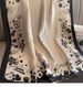 Elegant beige small fragrant wind flowers simulation silk scarf female Korean version of the autumn and winter thin section silk_viptrois.com