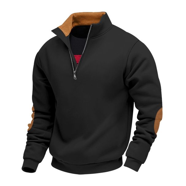 The New Spring And Autumn High-neck Half-lapel Zipper Hoodie Is Fashionable, Simple And Retro For Men Going Out_viptrois.com