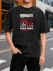 Retro Racing Style T Shirt Monaco Monte Carlo Graphic Design Distressed Cotton Oversized Fit Men Women Casual Wear_viptrois.com