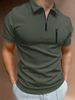 Men's Clothing Summer Polo Shirt Solid Color Zipper Henry Collar Sports Tops_viptrois.com