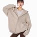 Oversized Zip-Up Hoodie – Soft Sherpa Loungewear For Women (Heather Grey/Cream, M-2XL)_viptrois.com