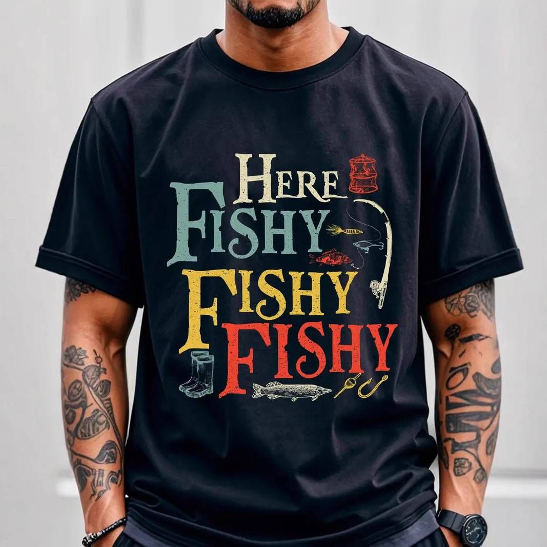 Men's Clothing Vintage Fishing Graphic Print Short Sleeve T-Shirt For Men - Casual Crew Neck Tee With Letter Design - Lightweight Polyester Fabric_viptrois.com