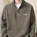 Men's Zip-Up High Neck Sweatshirt - Trendy Streetwear Pullover With Stand Collar, Loose Fit Casual Hoodie (Green, Beige, Black)_viptrois.com