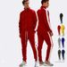Men's Contrast-Color Stand Collar Jacket & Pants Set – Trendy Autumn/Winter Casual Outfit (Modern Athletic Style)_viptrois.com