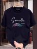 【DORAE】2026 Unisex T-shirt (100% Cotton) Navy ("Samantha Feather" Print & Romantic Calligraphy Design) – Casual Style For Everyday Casual_viptrois.com