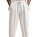 Breathable Cotton-Blend Drawstring Waist Wide-Leg Pants For Men, Comfortable Loose Fit Casual Trousers With Pockets_viptrois.com