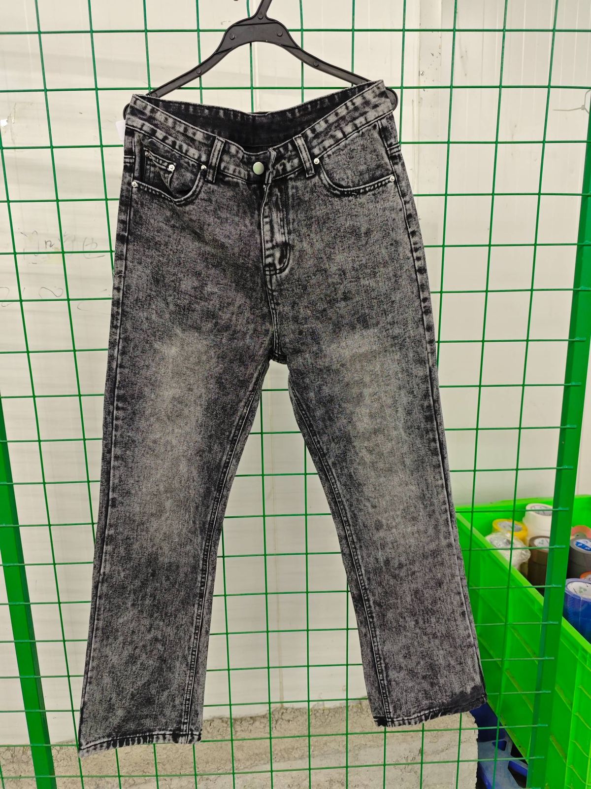 Men's Slim Bootcut Jean Selvedge Denim In Charcoal Black (Vintage Wash, Comfort Stretch, )_viptrois.com