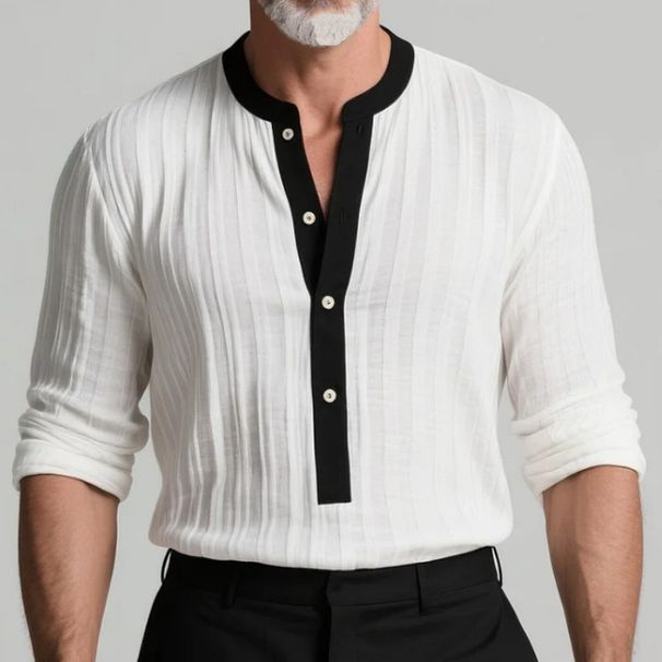 Men's Casual Knit Sweater With Half-Button Placket - Soft Breathable Fabric, Autumn Winter Fashion, Comfortable Slim Fit Pullover_viptrois.com