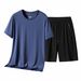 Men's Summer Sportswear Set Short Sleeve T-Shirt & Shorts Outfit Premium Breathable Casual Athletic Suit_viptrois.com