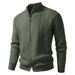 Men's Stand Collar Cardigan Sweater, Thick Knit Pullover With Button Front, Modal-Spandex Blend, Casual & Sporty Style, Grey/Black/Tan/Khaki/Brown_viptrois.com