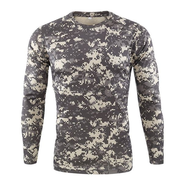 Men's Clothing Outdoor Tactical Military Fans Loose Large Size Bottoming Shirt Round Neck Camouflage Long Sleeve Men's T Shirt_viptrois.com